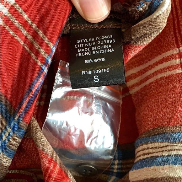 Rust plaid long sleeve button up tunic - Picture 5 of 5